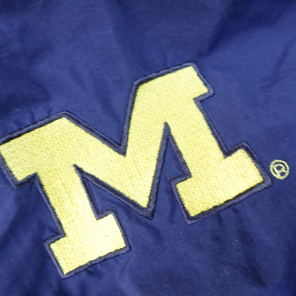 VTG Michigan Wolverines Jacket Mens L Blue NCAA Football Nike Pullover 1/4 Zip - Picture 5 of 14